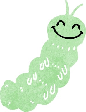 Bir insan tarafından çizilmiş karikatür tırtılı.