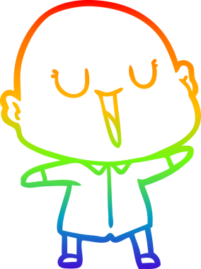 gökkuşağı gradyan çizimi mutlu bir çizgi kel adamın çizimi bir insan tarafından çizildi