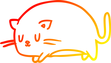 Bir insan tarafından çizilmiş sevimli, şişman bir kedinin sıcak çizgi çizimi