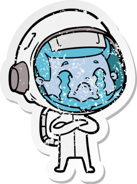 Bir insan tarafından çizilmiş ağlayan bir astronotun sıkıntılı çıkartması.