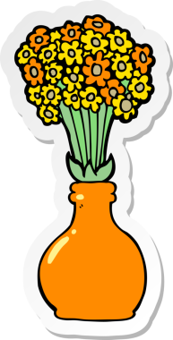 Bir insan tarafından çizilmiş eski bir cam vazonun çıkartması.