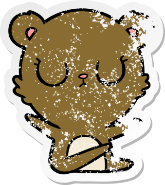 Bir insan tarafından çizilmiş barışçıl bir ayının sıkıntılı çıkartması.