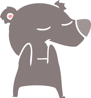 Bir insan tarafından çizilmiş düz renkli çizgi film ayısı