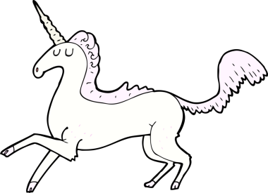 Bir insan tarafından çizilmiş tek boynuzlu at çizgi filmi.