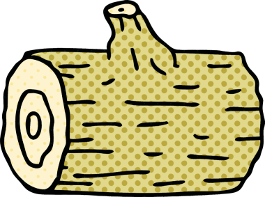 Bir insan tarafından çizilmiş tuhaf çizgi film ahşap kütüğü.