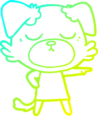 Bir insan tarafından çizilmiş şirin bir çizgi köpeğin soğuk gradyan çizgisi.