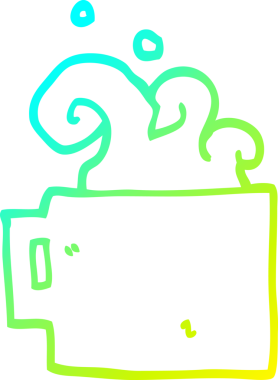 Bir insan tarafından çizilmiş bir fincan sıcak kahvenin soğuk gradyan çizimi