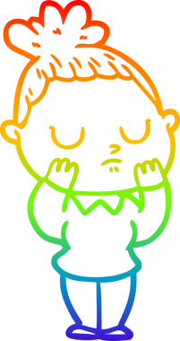 Gökkuşağı gradyan çizgi çizimi bir insan tarafından çizilmiş sakin bir kadın