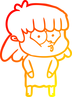 Bir insan tarafından çizilmiş, çizgi film karakteri ıslık çalan bir kız çizimi