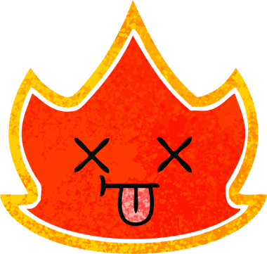 Bir insanın çizdiği ateşin retro illüstrasyon tarzı karikatürü