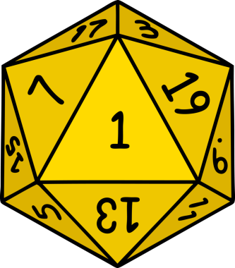 Retro Dövme Biçimi Doğal 1D20 zar bir insan tarafından çizildi