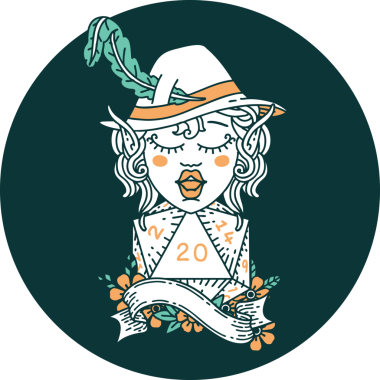 Bir insan tarafından çizilmiş 20 zarlı elf ozanı ikonu.