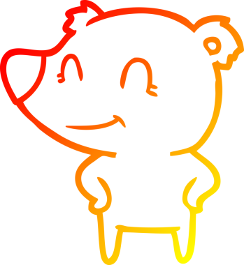 Bir insan tarafından çizilmiş kalçaları olan dost bir ayının sıcak çizgi çizimi