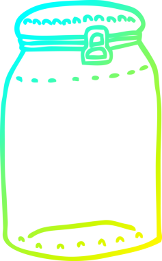 Bir insan tarafından çizilmiş bir çizgi film kavanozunun soğuk gradyan çizimi.