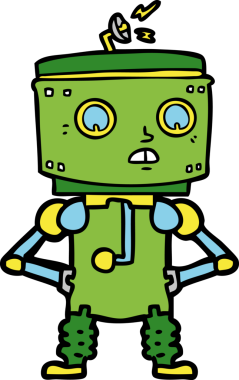 insan eliyle çizilmiş kalçalı çizgi film robotu.