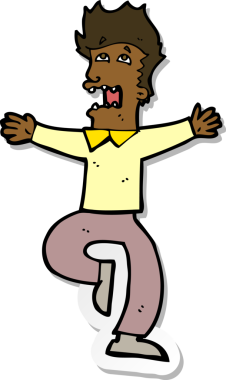 Bir insan tarafından çizilmiş bir karikatürün çıkartması.