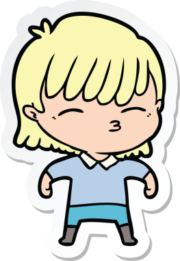 Bir insan tarafından çizilmiş bir karikatür kadının çıkartması.