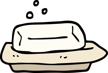 Bir insan tarafından çizilmiş karalama tarzı sabun ve yemek.