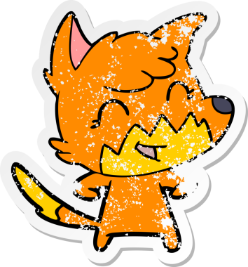 Bir insan tarafından çizilmiş mutlu bir tilkinin sıkıntılı çıkartması.