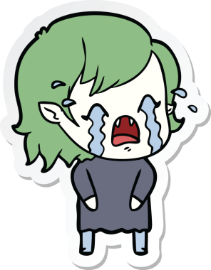 Bir insan tarafından çizilmiş ağlayan vampir bir kızın çıkartması.