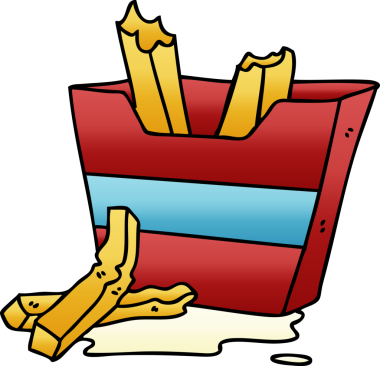 Bir insan tarafından çizilmiş gölgeli garip patates kızartması.