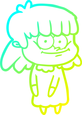 Bir insan tarafından çizilmiş gülümseyen bir karikatür çizimi