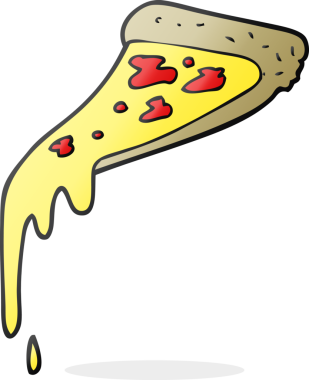 Bir insan tarafından çizilmiş serbest çizim pizza dilimi.