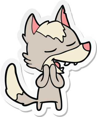 Bir insan tarafından çizilmiş bir kurt çizgi filminin çıkartması.