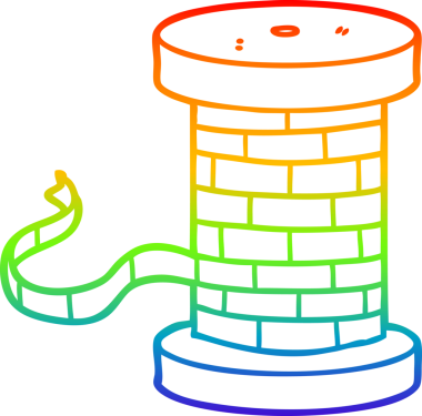 gökkuşağı gradyan çizgi çizimi bir insan tarafından çizilmiş bir kurdele makarası