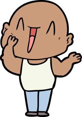 Bir insan tarafından çizilmiş mutlu, kel adam.