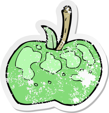 Bir insan tarafından çizilmiş elma karikatürünün gerilimli yapıştırması.