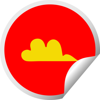 Bir insan tarafından çizilmiş bulutun dairesel kabuk soyma etiketi.