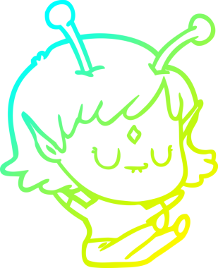 Bir insan tarafından çizilmiş bir uzaylı kız çizgi filmi.