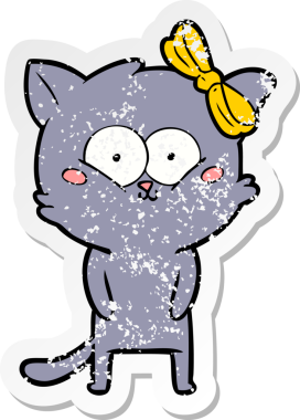 Bir insan tarafından çizilmiş karikatür bir kedinin sıkıntılı çıkartması.