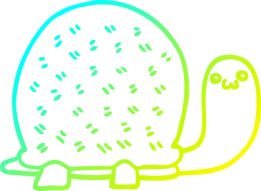 Bir insan tarafından çizilmiş şirin bir karikatür kaplumbağasının soğuk çizgi çizimi.