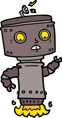 Bir insan tarafından çizilmiş robot çizgi film.