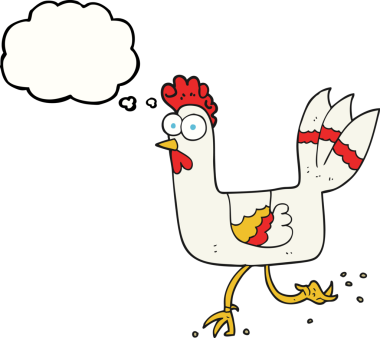 Bir insan tarafından çizilen serbest çizilmiş düşünce balonu karikatür tavuğu.