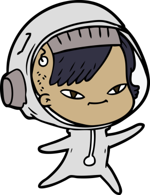 Bir insan tarafından çizilmiş astronot kadın.