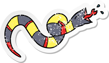 Bir insan tarafından çizilmiş tıslayan yılanın kederli çıkartması.