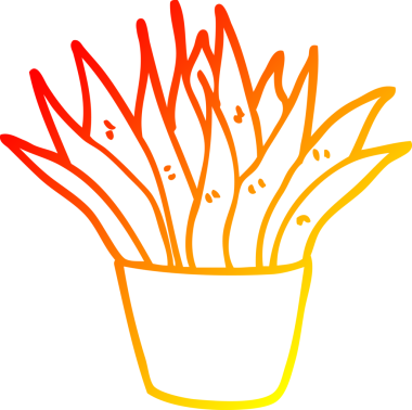 Bir insan tarafından çizilmiş karikatür ev bitkisinin sıcak çizgi çizimi