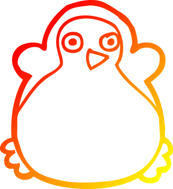 Bir insan tarafından çizilen karikatür pengueninin sıcak çizgi çizimi