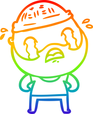 Bir insan tarafından çizilmiş ağlayan sakallı bir adamın çizimi.