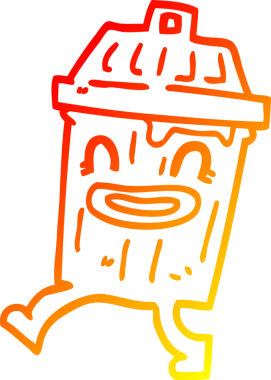 Bir insan tarafından çizilmiş bir çizgi film çöp kutusunun sıcak gradyan çizimi