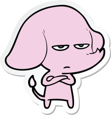 Bir insan tarafından çizilmiş kızgın bir filin çıkartması.