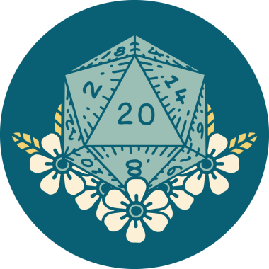 Bir insan tarafından çizilmiş bir d20 'nin ikonik dövme şekli