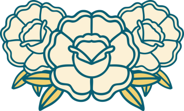 Bir insan tarafından çizilmiş bir buket çiçeğin ikonik dövme şekli