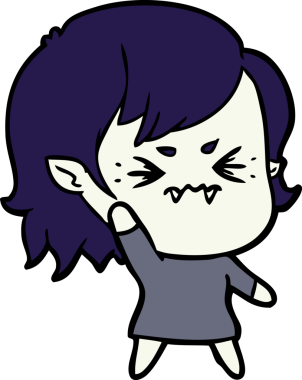 Bir insan tarafından çizilmiş kızgın vampir kız.