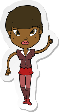 Bir insan tarafından çizilmiş fikri olan bir karikatür kadının çıkartması.