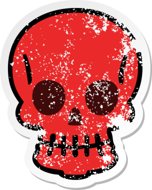 Bir insan tarafından çizilmiş garip bir el karikatürü kafatası.