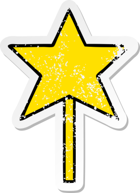 Bir insan tarafından çizilmiş sevimli bir çizgi film yıldızının sıkıntılı çıkartması.